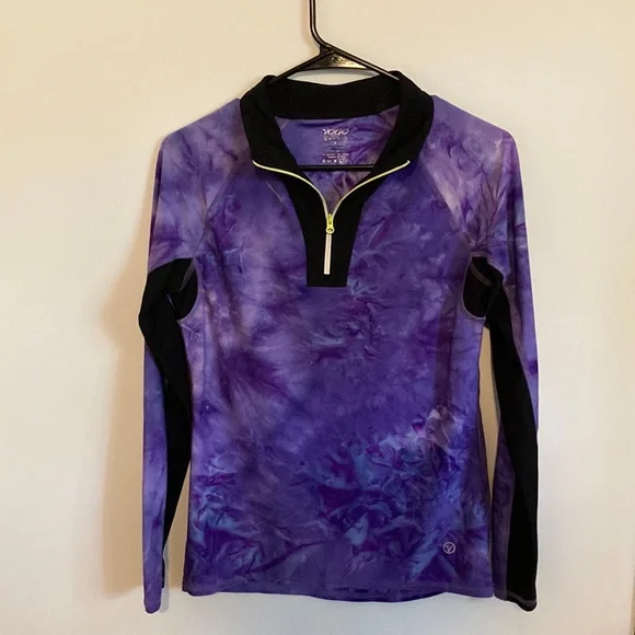 VOGO Athletica, Tops, Vogo Athletica Long Sleeve Purple Tiedye Workout  Shirtpull Over Size S